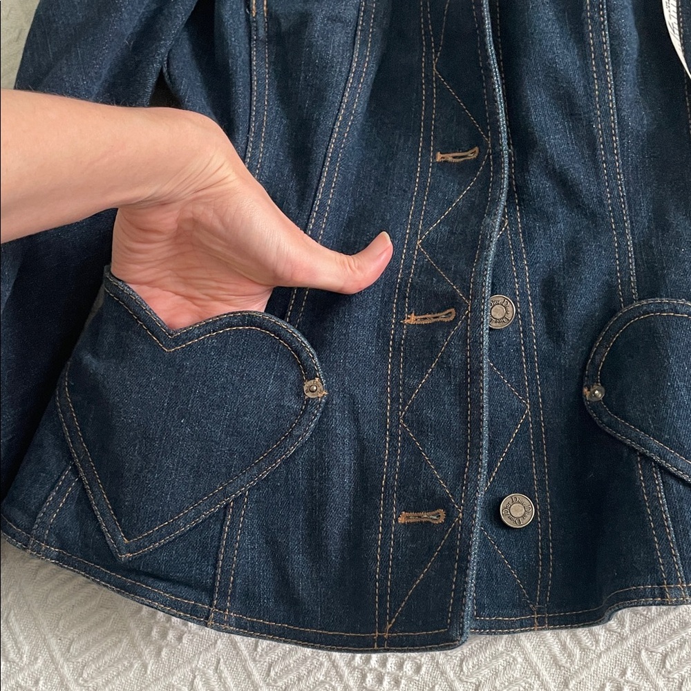 CHRISTIAN DIOR BOUTIQUE Embroidered Heart Pocket Denim Jacket - Picture 8 of 16
